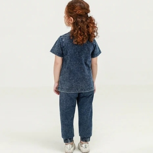 T-shirt en jean d'hiver pour hommes et femmes, OEM, streetwear décontracté, respirant, 100% coton, veste boutonnée avec logo personnalisé, 360g - Product Image 3