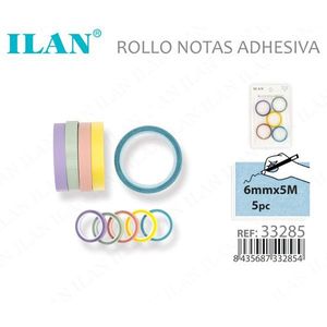 Nastro adesivo ILAN 6mmx5M 5 pezzi colori macaron per etichettatura - Product Image 2