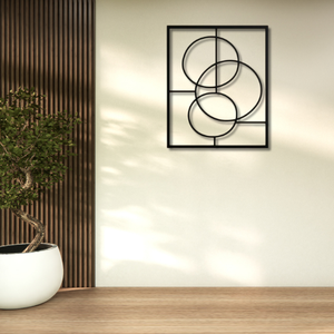 Arte de Pared Metálico Geométrico Moderno, Decoración de Pared con Círculos Superpuestos Abstractos, Escultura de Panel de Hierro de Lujo para Sala de Estar - Product Image 3