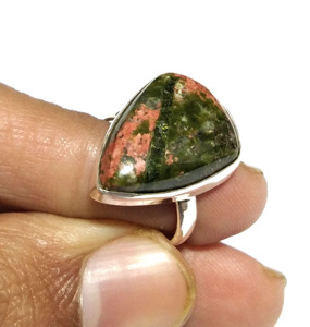 Anillo de Plata de Ley 925 con Gema de Jaspe Unakita Natural, Hecho a Mano, Forma de Pera, Estilo Bohemio, para Boda, de KGN SILVER JEWELLERY HOUSE - Product Image 2
