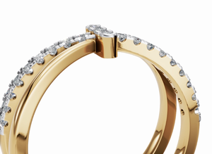 Bague en diamant Oceans Embrace à bande fendue, 0,420 carat, 21 diamants, confectionnée en or jaune, rose ou blanc 9kt, 14kt ou 18kt, bijoux - Product Image 3