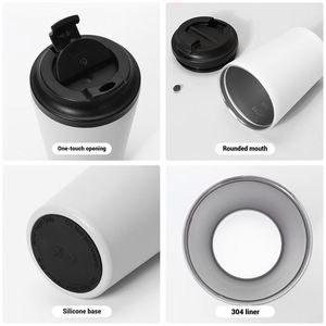 Tasses à café en acier inoxydable de 12 oz, gobelet isotherme à double paroi avec paille pour voyage - Product Image 4