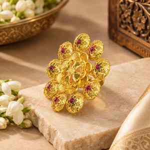 Wholesale 14K18K24K Micron Gold Plated Flower Design Fashion Rings Traditional African & Dubai Style <b>Bridal</b> Forming Finger Rings - Product Image 5