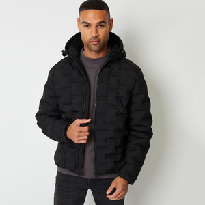 New Style Custom Logo Male Black Tall Hooded High Shine Puffer <b>Men's</b> <b>Jackets</b> Quilted Winter Outdoor <b>Jacket</b> Down Puffer <b>Jacket</b> - Product Image 1