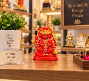 Panchmukhi Hanuman Red Resin hanuman Sculpture Hand Painted Hindu God Statue Tabletop Home <b>Decor</b> car <b>decore</b> - Product Image 6