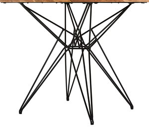 โต๊ะอาหารครัวทรงกลมฐานโลหะเคลือบสีดำลายดาวอุตสาหกรรม หน้าโต๊ะไม้เนื้อแข็งอะคาเซียผิวธรรมชาติ - Product Image 4