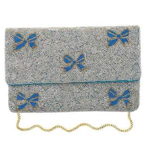 Pochette de soirée à rabat, artisanale, durable, rose, à nœud papillon, perlée, forme carrée, thème floral, OEM, vente en gros, pour cadeaux et artisanat - Product Image 6
