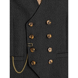 Chaleco de Tweed Cruzado Personalizado para Hombre, Chaleco Premium con Diseño Espigado, Chaleco de Traje Clásico para Bodas y Eventos Formales - Product Image 3