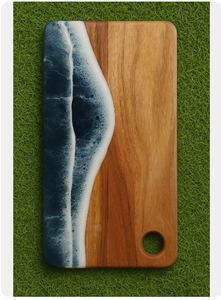Tabla de charcutería de resina con diseño de olas oceánicas, tabla de servir queso de madera hecha a mano, bandeja de cocina estilo playa con epoxi, tabla de cortar de madera - Product Image 5