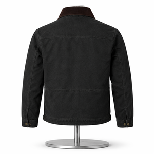 Chaqueta de Trabajo Vintage JK1202 de Lona – Abrigo de Trabajo para Hombre con Cierre Frontal a Prueba de Viento y Cuello de Pana - Product Image 4