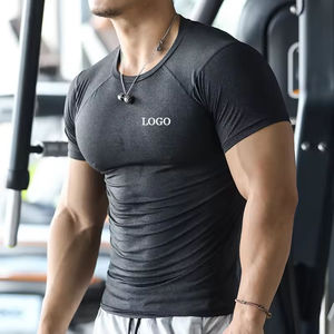 Tight Sport Compression T-shirt <b>Polyester</b> Fitness Shirt Gym <b>Tshirt</b> Muscle Mens Sportswear Short Sleeve Athletic Quickly Drying - Product Image 1