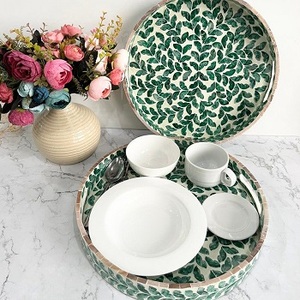 ถาดไม้ฝังมุก ถาดเสิร์ฟ ถาดวางโต๊ะกาแฟ ขายส่งจาก f s i - Product Image 1