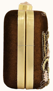 Pochette de broderie de perles de rocaille dorées Pochette de perles Conception complexe Petites perles artisanales florales cousues à la main - Product Image 2