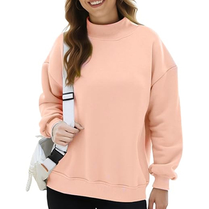 Sweat-shirt en coton molletonné à col montant pour femme, personnalisé avec logo imprimé, pour tenue décontractée, streetwear, gym, commandes en gros - Product Image 1