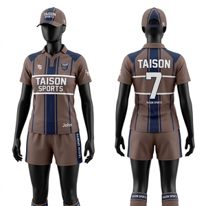 Ensemble d'uniformes de rugby pour femmes en polyester et élasthanne 180 GSM de qualité supérieure, jaune marine, avec panneaux éclair, respirant, personnalisable par sublimation, avec logo - Product Image 3