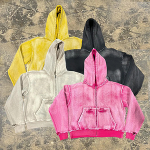 Vente en gros de sweats à capuche unisexes oversize vierges, de haute qualité, pour hommes, en coton mélangé, style vintage délavé à l'acide - Product Image 1