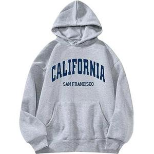 Sudaderas con capucha para hombre, color gris sólido, precio al por mayor, 100% algodón, bolsillos tipo canguro, transpirables, talla grande. - Product Image 1