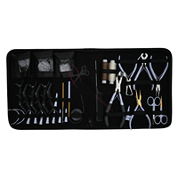 Kit d'outils professionnels pour extensions capillaires avec pinces à extensions, fils pour perruques, aiguilles à coudre, pinces de séparation, pinces de coiffage et peigne
