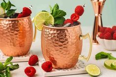 Copper hammered mug set for elegant festive cocktail culture hammered finish metal <b>cups</b> durable <b>reusable</b> serving mugs - Product Image 2