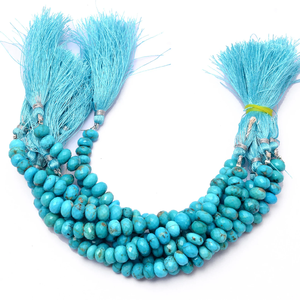 AAA+ Genuine <b>Turquoise</b> 8mm Rondelle <b>Beads</b> Natural Arizona <b>Turquoise</b> Semiprecious Gemstone Faceted Loose <b>Beads</b> for Jewelry Making - Product Image 4