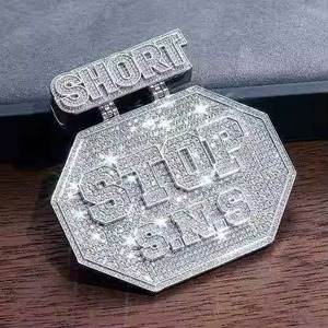 Hip Hop Fine Jewelry Custom 925 Silver Iced Out Large Name Letter Charm Pendant for Men Moissanite Bezel Set Custom pendant - Product Image 4