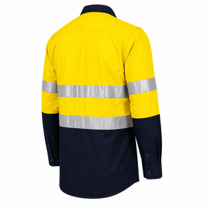 Chemise de travail pour homme de haute qualité, bandes réfléchissantes haute visibilité, boutons sur le devant, poches utilitaires, vêtements de travail réfléchissants personnalisés - Product Image 4