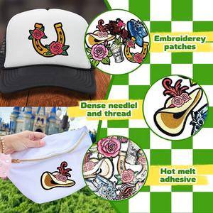 Patch brodé personnalisé de haute qualité en forme de cœur et de fleur, en tissu sergé écologique, thermocollant ou à coudre, pour vêtements et accessoires - Product Image 2