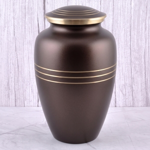 Urna funeraria para adultos de latón con rayas moradas y doradas, superficie brillante, para cenizas humanas, urna conmemorativa. - Product Image 3