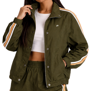Chaqueta cortavientos de nailon para mujer con cremallera completa y pantalones de pierna recta, ropa casual urbana transpirable estilo Y2K. Chaquetas para hombre al por mayor. - Product Image 5