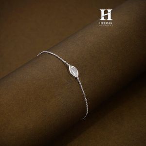 Wholesale 14K White Gold Marquise Lab Grown Diamond Bracelet IGI Certified D VVS Minimalist Bezel <b>Set</b> Eye Shape Floral Chain - Product Image 4