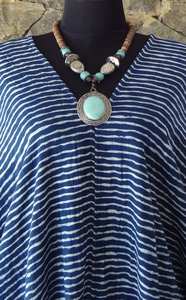 ชุดเดรสคาฟทันคอวีผ้าฝ้ายผสมลายทางสไตล์ญี่ปุ่นแบบสบายๆ ทรงหลวมสำหรับผู้หญิง ชุดฤดูร้อน - Product Image 3