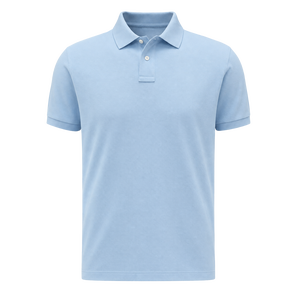 เสื้อโปโลแขนสั้นสีฟ้าอ่อนสำหรับผู้ชาย ผ้าฝ้าย 100% ผ้าปิเก้ถัก ระบายอากาศได้ดี สวมใส่สบาย สีพื้น ทรงปกติ - Product Image 1