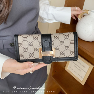 Leading Class Rare Quality Clip Gold Metal H-Buckle Classic Fashion 24 <b>Card</b> Slots Money Womens Wallet With <b>Mirror</b> - Product Image 3