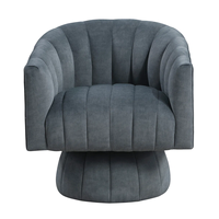 Fauteuil individuel scandinave OEM en mélange de coton, dossier capitonné, accoudoirs évasés, bois massif, mousse haute résilience, ergonomique