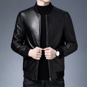 Chaquetas de Cuero Personalizadas para Hombre, Chaqueta de Motociclista de Cuero Genuino, Impermeable y Resistente al Viento, Estilo Bomber, Moda Urbana - Product Image 1