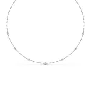 Collar de Cadena con Bisel de Diamantes Cultivados en Laboratorio, Ovalados, en Oro Rosa de 9K, 1.12 CTW, para Mujer - Product Image 6
