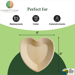 Piatto a Forma di Cuore in Foglia di Palma Naturale Usa e Getta da 8 Pollici - Product Image 5