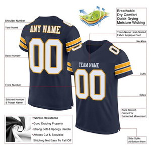 Customized YL American Football Uniform Jersey Short Sleeve Plus Size 100% Polyester Mesh Fabric Summer Athletic Fit - Product Image 3