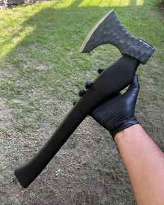 Edge Master Manufacture Handmade High Carbon Steel <b>Axe</b> Head Wooden <b>Handle</b> Leather Sheath Industrial Grade 18.5" Overall Length - Product Image 5