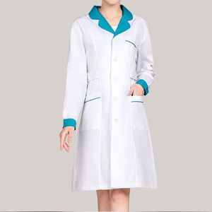 Robe d'uniforme infirmière professionnelle en coton tissé pour femmes, tenue médicale et de soins de santé, uniforme d'infirmière en tissu de coton - Product Image 5