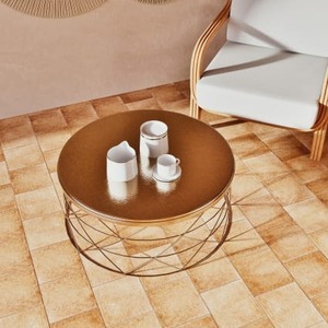 Mesa de Centro Moderna Redonda con Estructura de Alambre, Mueble Decorativo para Sala de Estar de Diseño Contemporáneo - Product Image 6
