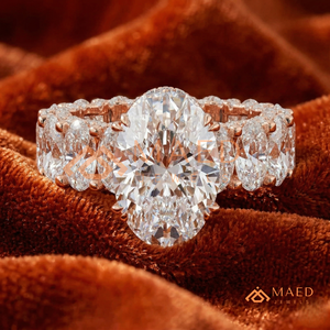 แหวนแต่งงานเพชรทรงรีทองคำโรสโกลด์ 14K คลาสสิก พร้อมวงแหวนเพชรเต็มวงและดีไซน์โดดเด่นสำหรับผู้หญิง - Product Image 1