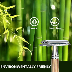 Maquinillas de Afeitar Manuales para Hombre con Mango Ergonómico Ligero y Reutilizable de Bambú, Maquinillas de Afeitar de Doble Filo para Hombre - Product Image 4