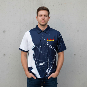 T-shirt Homme en Polyester/Coton de Haute Qualité, Uni, avec Logo Personnalisé, Manches Courtes, Boutons sur le Devant, Décontracté, Respirant, Tricoté, Été - Product Image 1