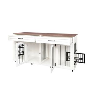 Cage pour chien en bois moderne avec double porte robuste pour chiens de taille moyenne à grande, style meuble, maison pour animaux de compagnie à usage domestique - Product Image 3