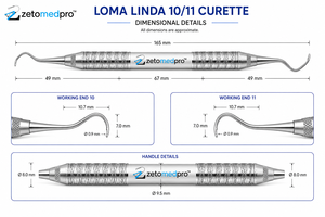 Curette parodontale dentaire 10/11 standard rigide et fine en acier inoxydable pour détartrage et planification radiculaire OEM Zetomed Pro - Product Image 4