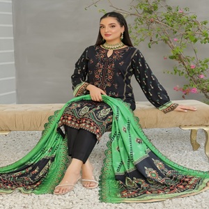 Magnifique lin 3 pièces Salwar Kameez pakistanais prêt-à-porter quotidien pour femmes Bin Hameed Vol GULFISHAN pour adultes - Product Image 6