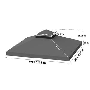 10x10 Ft Outdoor Patio Double Tiered Gazebo <b>Tent</b> Roof Top Cover Only Replacement Canopy for Existing <b>Frame</b> Pergola Not Included - Product Image 2