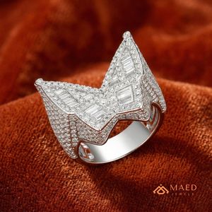 Moissanite <b>Ring</b> <b>Mens</b> Crown Signet <b>Ring</b> Baguette Stone Statement Jewelry Luxury Gift <b>for</b> Him Premium Finish Style Fit - Product Image 2