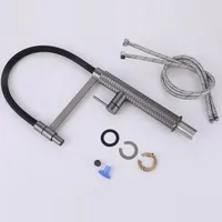 Robinet de cuisine haut de gamme gris anthracite à ressort, mitigeur chaud/froid extractible et rotatif, vente directe usine pour acheteurs en gros